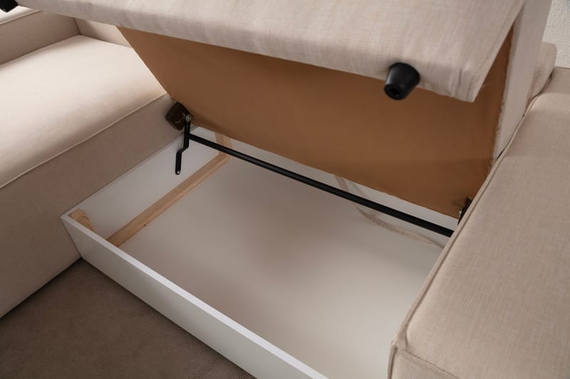 Hörnbäddsoffa Munehiro - Ecru - Möbler - Soffa - Bäddsoffa - Hörnbäddsoffa