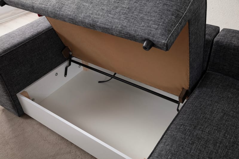 Hörnbäddsoffa Munehiro - Mörkgrå - Möbler - Soffa - Bäddsoffa - Hörnbäddsoffa