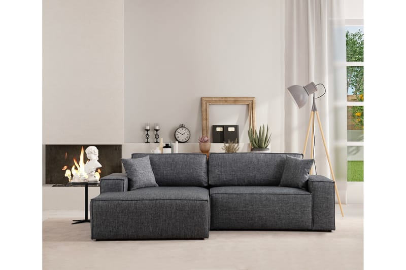 Hörnbäddsoffa Munehiro - Mörkgrå - Möbler - Soffa - Bäddsoffa - Hörnbäddsoffa