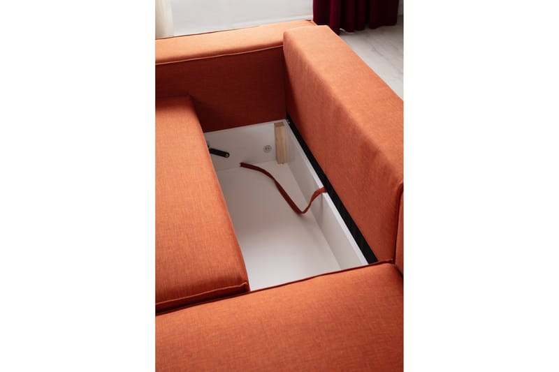 Hörnbäddsoffa Munehiro - Orange - Möbler - Soffa - Bäddsoffa - Hörnbäddsoffa