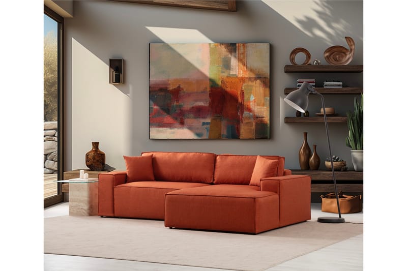 Hörnbäddsoffa Munehiro - Orange - Möbler - Soffa - Bäddsoffa - Hörnbäddsoffa