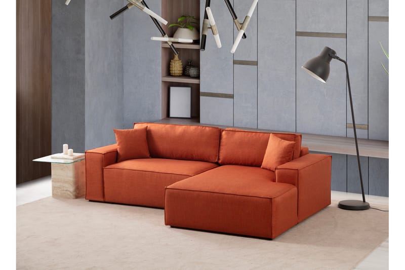 Hörnbäddsoffa Munehiro - Orange - Möbler - Soffa - Bäddsoffa - Hörnbäddsoffa