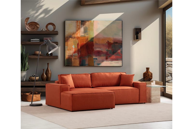 Hörnbäddsoffa Munehiro - Orange - Möbler - Soffa - Bäddsoffa - Hörnbäddsoffa
