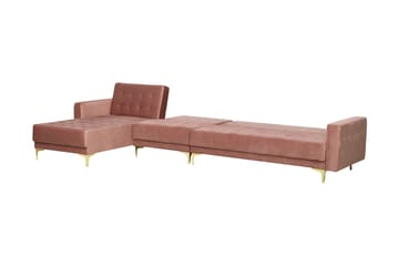 Hörnbäddsoffa Najera med Fotpall Höger - Rosa - Möbler - Soffa - Bäddsoffa - Hörnbäddsoffa