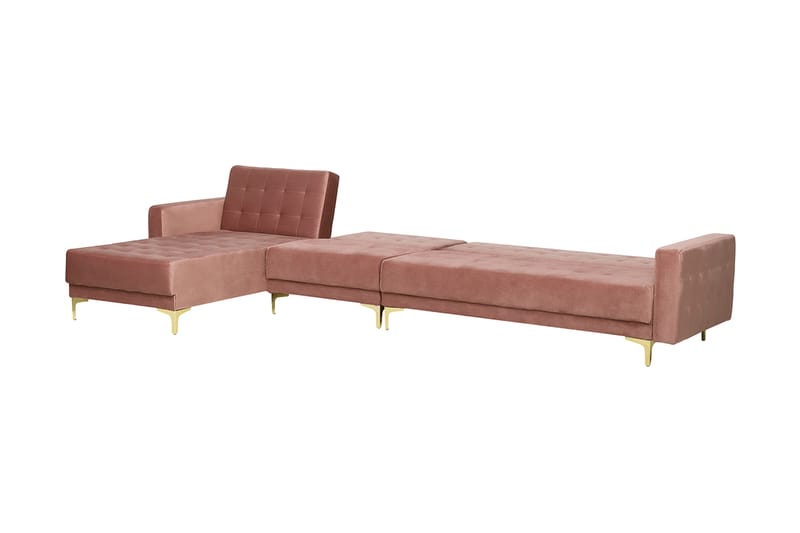 Hörnbäddsoffa Najera med Fotpall Höger - Rosa - Möbler - Soffa - Bäddsoffa - Hörnbäddsoffa