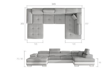 Hörnbäddsoffa Sagardelos - Grå - Möbler - Soffa - Bäddsoffa - Hörnbäddsoffa