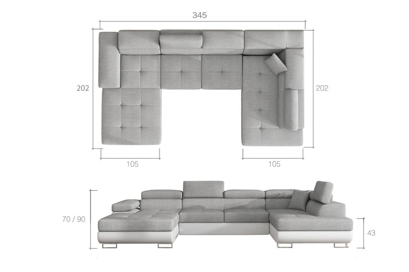 Hörnbäddsoffa Sagardelos - Grå - Möbler - Soffa - Bäddsoffa - Hörnbäddsoffa