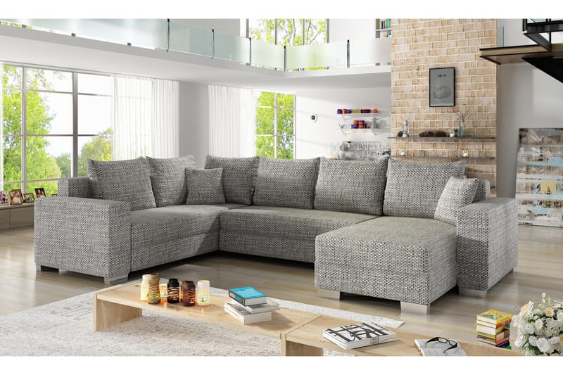 Hörnbäddsoffa Sase med Divan - Grå - Möbler - Soffa - Bäddsoffa - Hörnbäddsoffa