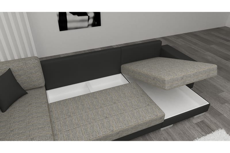 Hörnbäddsoffa Sase med Divan - Svart - Möbler - Soffa - Bäddsoffa - Hörnbäddsoffa