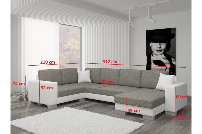 Hörnbäddsoffa Sase med Divan - Svart - Möbler - Soffa - Bäddsoffa - Hörnbäddsoffa