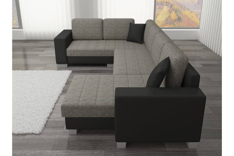 Hörnbäddsoffa Sase med Divan - Svart - Möbler - Soffa - Bäddsoffa - Hörnbäddsoffa