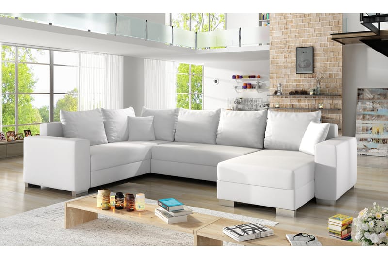 Hörnbäddsoffa Sase med Divan - Vit - Möbler - Soffa - Bäddsoffa - Hörnbäddsoffa