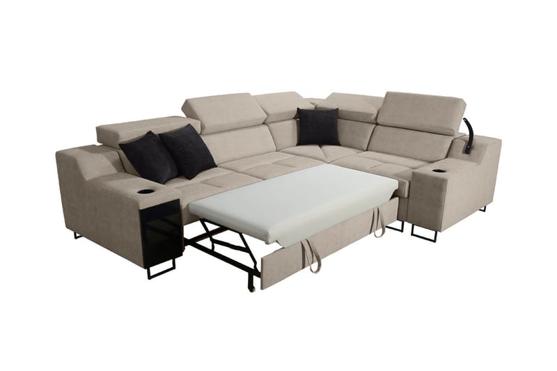 Hörnbäddsoffa Tamami 4-sits 210x127 - Beige - Möbler - Soffa - Bäddsoffa - Hörnbäddsoffa