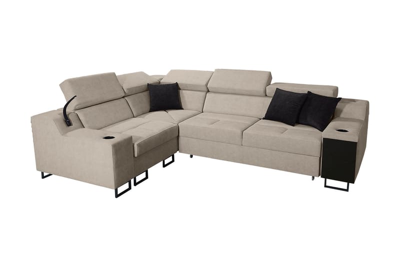 Hörnbäddsoffa Tamami 4-sits 210x127 - Beige - Möbler - Soffa - Bäddsoffa - Hörnbäddsoffa