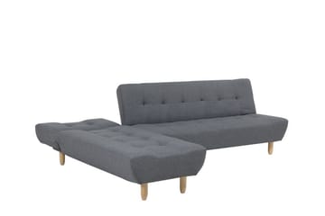 Hörnsofa H 4-sits med sovfunktion mörkgrå ALSTEN - Grå - Möbler - Soffa - Bäddsoffa - Hörnbäddsoffa