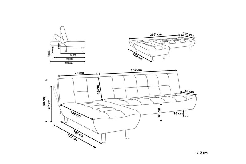 Hörnsofa H 4-sits med sovfunktion mörkgrå ALSTEN - Grå - Möbler - Soffa - Bäddsoffa - Hörnbäddsoffa