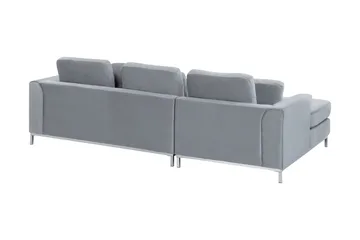 Hörnsoffa 4-sits H med sovfunktion sammet grå OSLO - Grå - Möbler - Soffa - Bäddsoffa - Hörnbäddsoffa