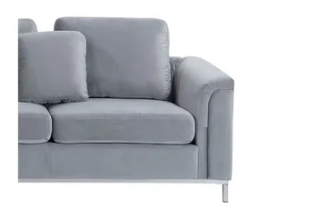 Hörnsoffa 4-sits H med sovfunktion sammet grå OSLO - Grå - Möbler - Soffa - Bäddsoffa - Hörnbäddsoffa