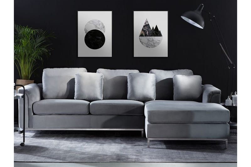 Hörnsoffa 4-sits V med sovfunktion grå OSLO - Grå - Möbler - Soffa - Bäddsoffa - Hörnbäddsoffa