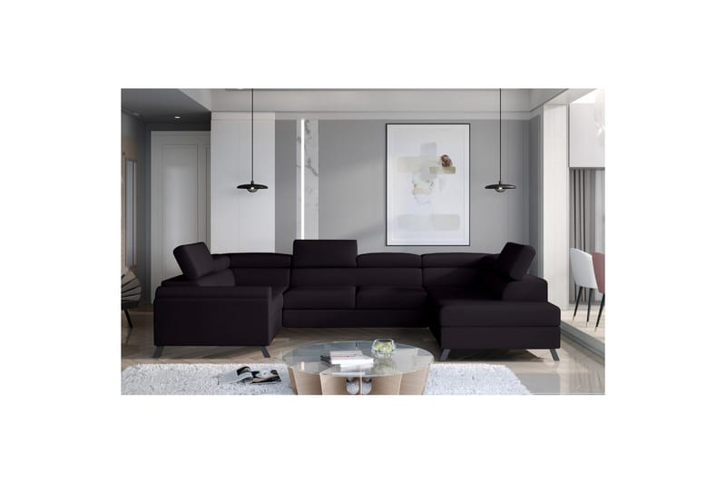 Hörnsoffa Eltap Escada 336x200x92 cm, Mat Sammet 99, Blå, Höger