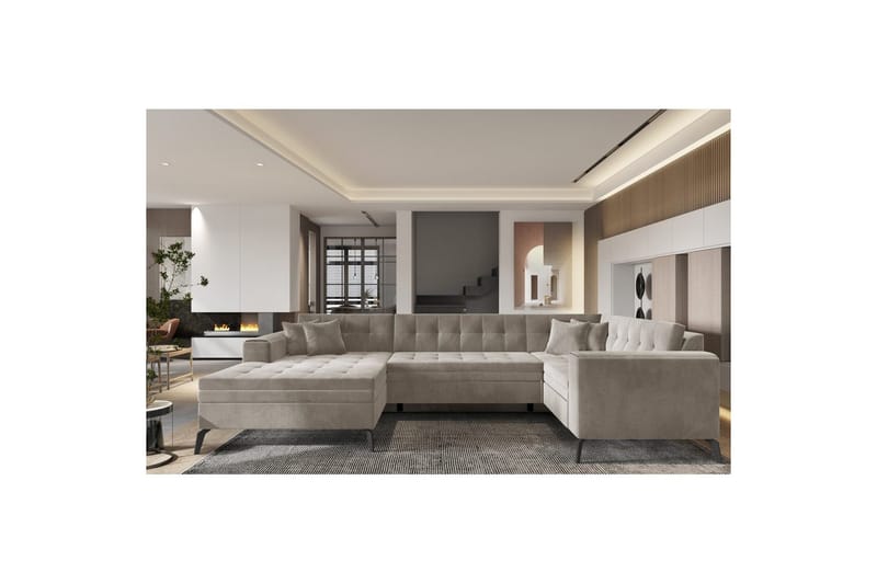 Hörnsoffa Eltap Montez 340x180x93 cm, Sola 18, Beige, Vänster