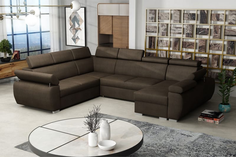 Hörnsoffa Letafors Höger - Brun/Grå - Möbler - Soffa - Bäddsoffa - Hörnbäddsoffa