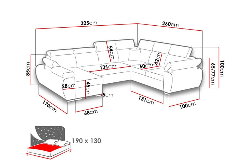 Hörnsoffa Letafors Vänster - Mörkgrå - Möbler - Soffa - Bäddsoffa - Hörnbäddsoffa
