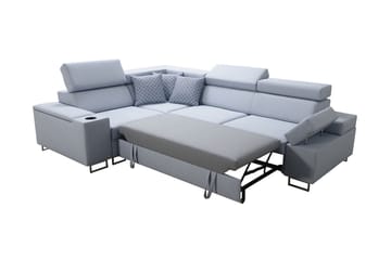 Hörnsoffa Solvato - Grå/Röd/Vit - Möbler - Soffa - Bäddsoffa - Hörnbäddsoffa