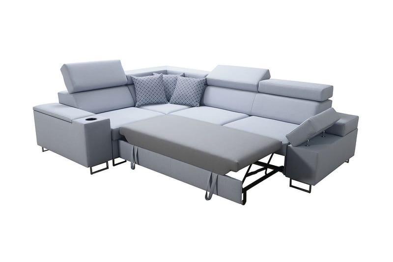 Hörnsoffa Solvato - Grå/Röd/Vit - Möbler - Soffa - Bäddsoffa - Hörnbäddsoffa
