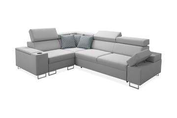 Hörnsoffa Solvato - Grå/Röd/Vit - Möbler - Soffa - Bäddsoffa - Hörnbäddsoffa