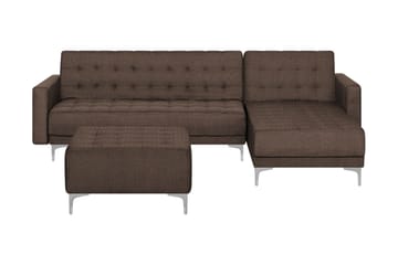 Hörnsoffa V med sovfunktion+ fotpall ABERDEEN - Brun - Möbler - Soffa - Bäddsoffa - Hörnbäddsoffa