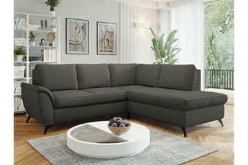 Hereford 3-sits Höger Hörnbäddsoffa 126x185 cm med Förvaring i Tyg - Grå - Möbler - Soffa - Bäddsoffa - Bäddsoffa längsbäddad
