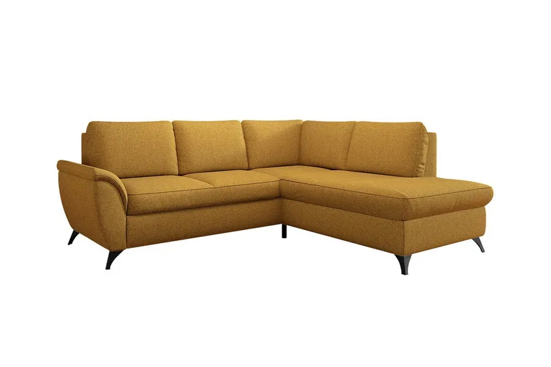 Hereford 3-sits Höger Hörnbäddsoffa 126x185 cm med Förvaring i Tyg, Gul