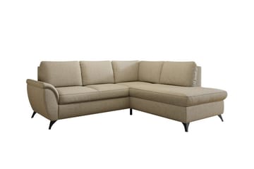 Hereford 3-sits Höger Hörnbäddsoffa med Förvaring i Tyg - Beige - Möbler - Soffa - Bäddsoffa - Bäddsoffa längsbäddad
