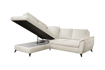 Hereford 3-sits Höger Hörnbäddsoffa med Förvaring i Tyg - Beige - Möbler - Soffa - Bäddsoffa - Bäddsoffa längsbäddad