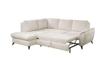 Hereford 3-sits Höger Hörnbäddsoffa med Förvaring i Tyg - Benvit - Möbler - Soffa - Bäddsoffa - Bäddsoffa längsbäddad