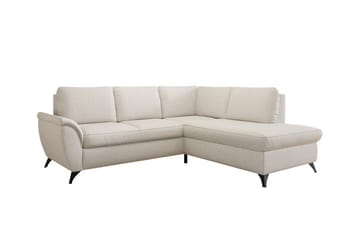 Hereford 3-sits Höger Hörnbäddsoffa med Förvaring i Tyg - Benvit - Möbler - Soffa - Bäddsoffa - Bäddsoffa längsbäddad