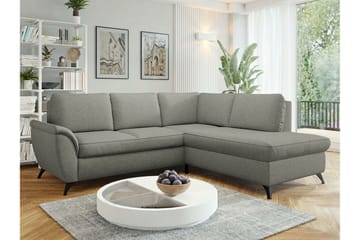 Hereford 3-sits Höger Hörnbäddsoffa med Förvaring i Tyg - Grå - Möbler - Soffa - Bäddsoffa - Bäddsoffa längsbäddad