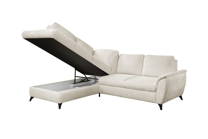 Hereford 3-sits Höger Hörnbäddsoffa med Förvaring i Tyg - Grå - Möbler - Soffa - Bäddsoffa - Bäddsoffa längsbäddad