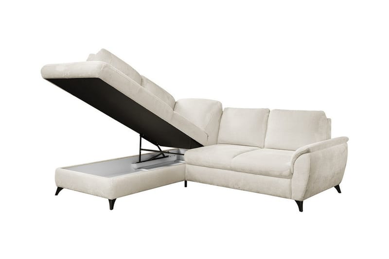 Hereford 3-sits Höger Hörnbäddsoffa med Förvaring i Tyg - Taupe - Möbler - Soffa - Bäddsoffa - Bäddsoffa längsbäddad