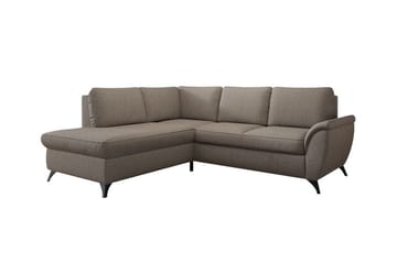 Hereford 3-sits Vänster Hörnbäddsoffa 126x185 cm med Förvaring i Tyg - Brun - Möbler - Soffa - Bäddsoffa - Bäddsoffa längsbäddad
