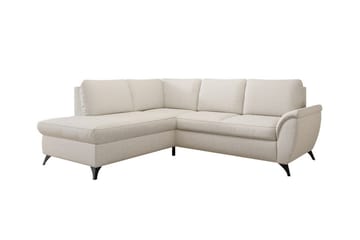 Hereford 3-sits Vänster Hörnbäddsoffa 126x185 cm med Förvaring i Tyg - Gräddvit - Möbler - Soffa - Bäddsoffa - Bäddsoffa längsbäddad