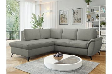 Hereford 3-sits Vänster Hörnbäddsoffa 126x185 cm med Förvaring i Tyg - Grå - Möbler - Soffa - Bäddsoffa - Bäddsoffa längsbäddad