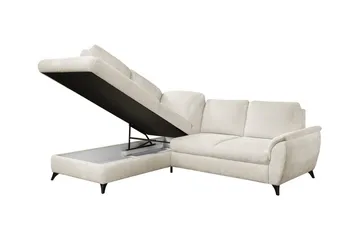 Hereford 3-sits Vänster Hörnbäddsoffa 126x185 cm med Förvaring i Tyg - Gul - Möbler - Soffa - Bäddsoffa - Bäddsoffa längsbäddad