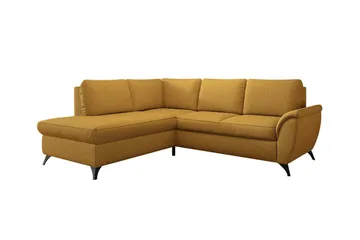 Hereford 3-sits Vänster Hörnbäddsoffa 126x185 cm med Förvaring i Tyg - Gul - Möbler - Soffa - Bäddsoffa - Bäddsoffa längsbäddad