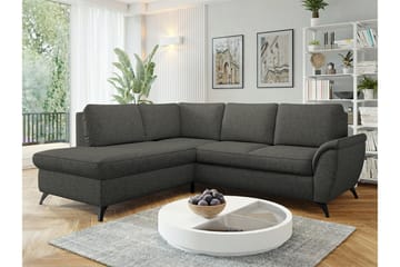 Hereford 3-sits Vänster Hörnbäddsoffa 126x185 cm med Förvaring i Tyg - Mörkgrå - Möbler - Soffa - Bäddsoffa - Bäddsoffa längsbäddad