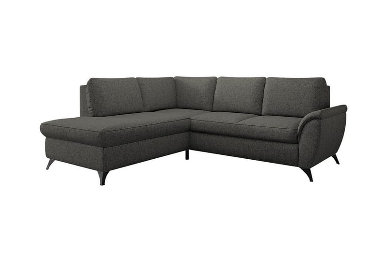 Hereford 3-sits Vänster Hörnbäddsoffa 126x185 cm med Förvaring i Tyg, Mörkgrå