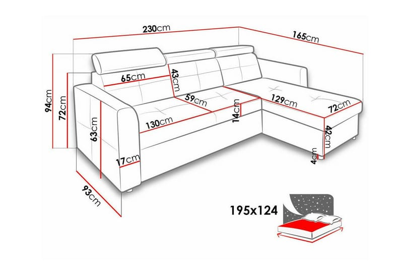 Hunglader 3-sits Hörnbäddsoffa NO_BRAND Black - Möbler - Soffa - Bäddsoffa - Hörnbäddsoffa