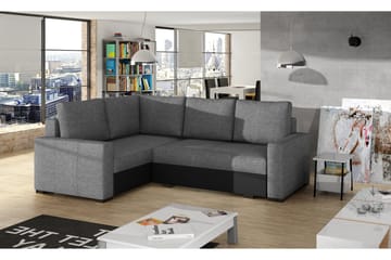 Irfan Hörnbäddsoffa med Divan - Grå/Svart - Möbler - Soffa - Bäddsoffa - Hörnbäddsoffa