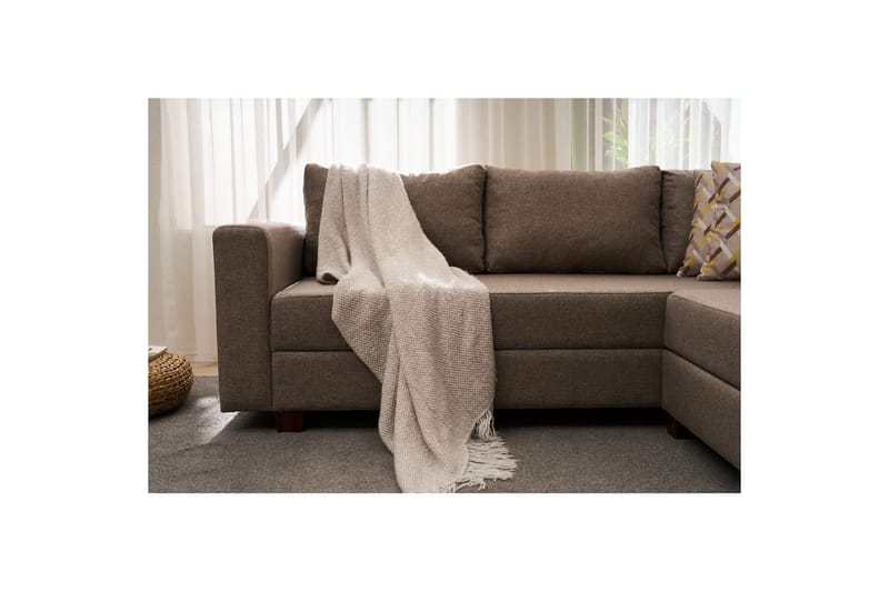 Hörnbäddsoffa Iroulport Arzilla Höger Brun - Brun - Möbler - Soffa - Bäddsoffa - Hörnbäddsoffa